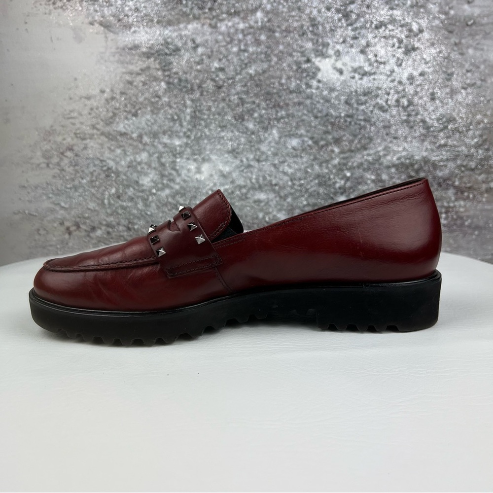 Paul Green Burgundy Studded Leather Loafers - Picture 4 of 10